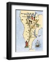 Map of South America, from Sebastian Cabot's Map of the World, c.1544-null-Framed Giclee Print