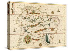 Map of South America from the Spanish Atlas Executed at Messina in 1582 by Joan Martines-null-Stretched Canvas