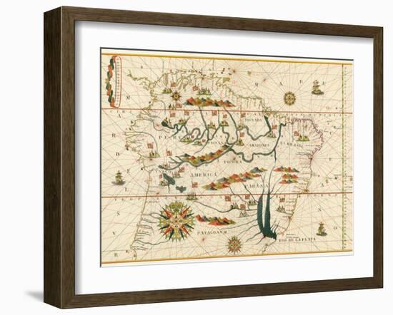 Map of South America from the Spanish Atlas Executed at Messina in 1582 by Joan Martines-null-Framed Giclee Print