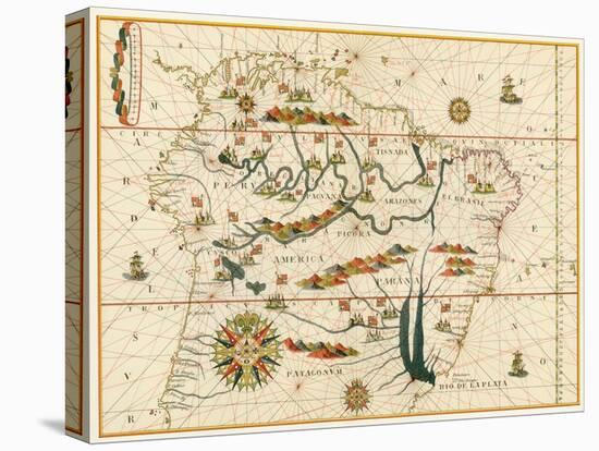 Map of South America from the Spanish Atlas Executed at Messina in 1582 by Joan Martines-null-Stretched Canvas