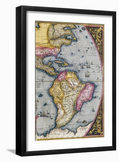 Map of South America, from Theatrum Orbis Terrarum, 1570-Abraham Ortelius-Framed Premium Giclee Print