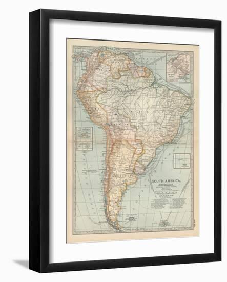 Map of South America. Inset Map of the Isthmus of Panama and the Panama Canal-Encyclopaedia Britannica-Framed Art Print