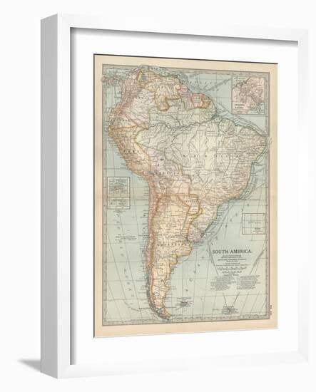 Map of South America. Inset Map of the Isthmus of Panama and the Panama Canal-Encyclopaedia Britannica-Framed Art Print