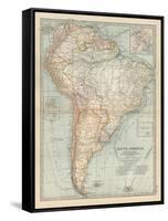 Map of South America. Inset Map of the Isthmus of Panama and the Panama Canal-Encyclopaedia Britannica-Framed Stretched Canvas