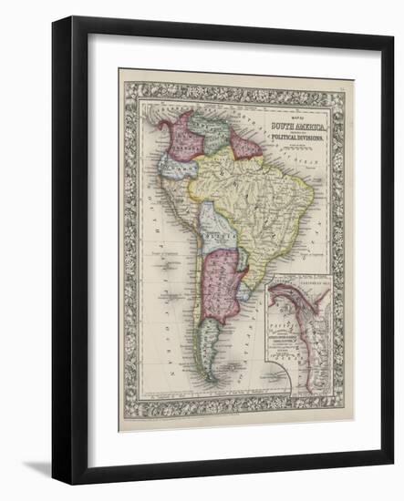 Map of South America showing its political divisions from Mitchell's new general atlas, 1863-Samuel Augustus Mitchell-Framed Giclee Print