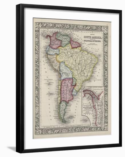 Map of South America showing its political divisions from Mitchell's new general atlas, 1863-Samuel Augustus Mitchell-Framed Premium Giclee Print