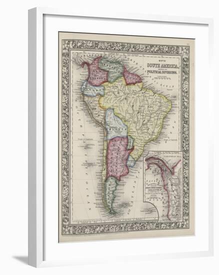 Map of South America showing its political divisions from Mitchell's new general atlas, 1863-Samuel Augustus Mitchell-Framed Giclee Print