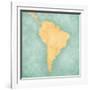 Map Of South America - Suriname (Vintage Series)-Tindo-Framed Art Print