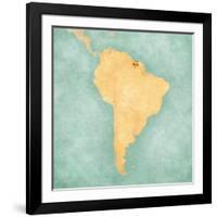 Map Of South America - Suriname (Vintage Series)-Tindo-Framed Art Print