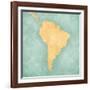 Map Of South America - Suriname (Vintage Series)-Tindo-Framed Art Print