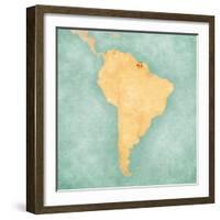 Map Of South America - Suriname (Vintage Series)-Tindo-Framed Art Print