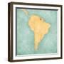 Map Of South America - Suriname (Vintage Series)-Tindo-Framed Art Print