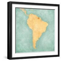 Map Of South America - Suriname (Vintage Series)-Tindo-Framed Art Print