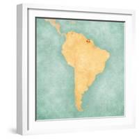 Map Of South America - Suriname (Vintage Series)-Tindo-Framed Art Print