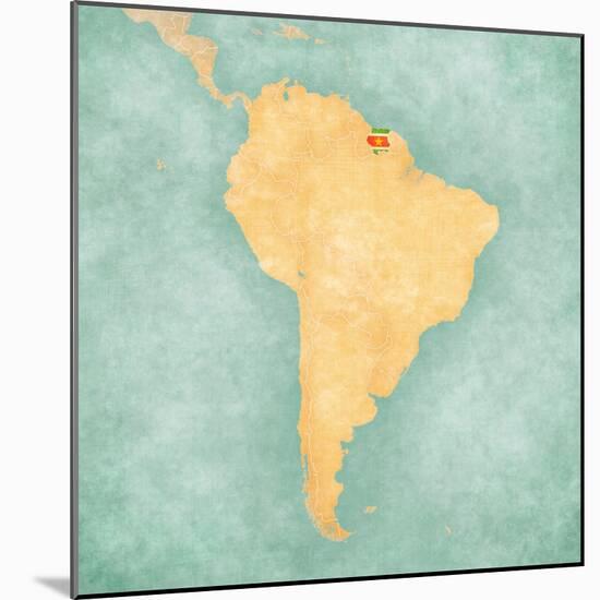 Map Of South America - Suriname (Vintage Series)-Tindo-Mounted Art Print