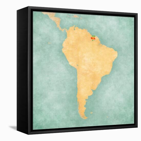 Map Of South America - Suriname (Vintage Series)-Tindo-Framed Stretched Canvas