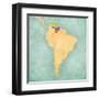 Map Of South America - Venezuela (Vintage Series)-Tindo-Framed Art Print