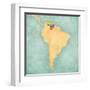 Map Of South America - Venezuela (Vintage Series)-Tindo-Framed Art Print