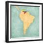 Map Of South America - Venezuela (Vintage Series)-Tindo-Framed Art Print