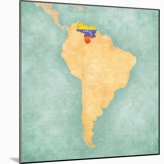 Map Of South America - Venezuela (Vintage Series)-Tindo-Mounted Art Print