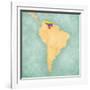 Map Of South America - Venezuela (Vintage Series)-Tindo-Framed Art Print