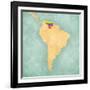 Map Of South America - Venezuela (Vintage Series)-Tindo-Framed Art Print