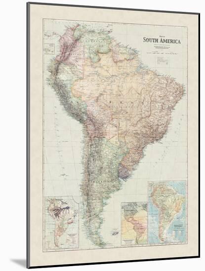 Map of South America-The Vintage Collection-Mounted Giclee Print