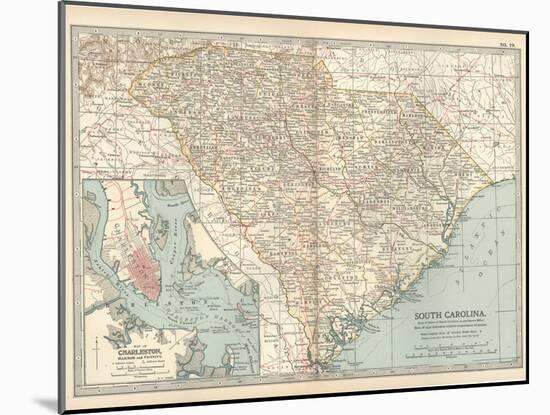 Map of South Carolina. United States. Inset Map of Charleston, Harbor and Vicinity-Encyclopaedia Britannica-Mounted Art Print