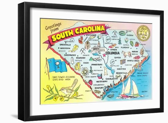 Map of South Carolina-null-Framed Art Print