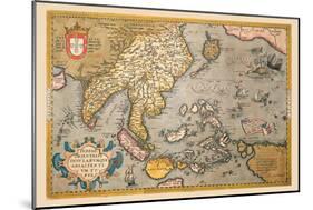 Map of South East Asia-Abraham Ortelius-Mounted Art Print