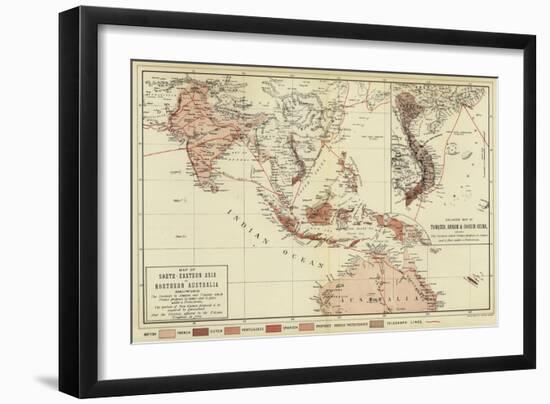 Map of South-Eastern Asia and Northern Australia; Enlarged Map of Tonquin, Annam and Cochhin China-null-Framed Giclee Print