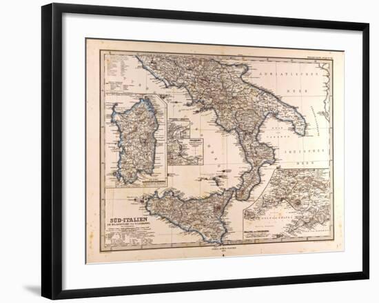 Map of South Italy, 1872-null-Framed Giclee Print