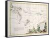 Map of South Seas, New Zealand, New Guinea, New South Wales, Society Islands-null-Framed Stretched Canvas