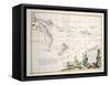 Map of South Seas, New Zealand, New Guinea, New South Wales, Society Islands-null-Framed Stretched Canvas