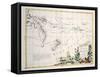 Map of South Seas, New Zealand, New Guinea, New South Wales, Society Islands-null-Framed Stretched Canvas