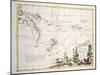 Map of South Seas, New Zealand, New Guinea, New South Wales, Society Islands-null-Mounted Giclee Print