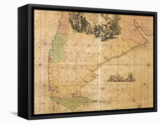 Map of Southern America by Frederick De Wit-null-Framed Stretched Canvas