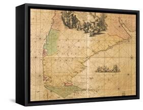 Map of Southern America by Frederick De Wit-null-Framed Stretched Canvas