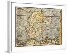 Map of Southern America from Cosmographie by Andre Thevet, 1502-1590-null-Framed Giclee Print