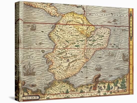 Map of Southern America from Cosmographie by Andre Thevet, 1502-1590-null-Stretched Canvas