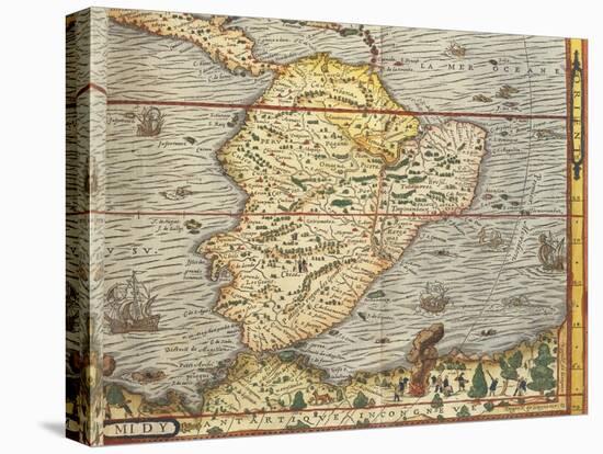 Map of Southern America from Cosmographie by Andre Thevet, 1502-1590-null-Stretched Canvas