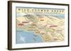 Map of Southern California Wild Flower Areas-null-Framed Art Print