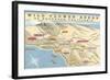 Map of Southern California Wild Flower Areas-null-Framed Art Print