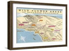Map of Southern California Wild Flower Areas-null-Framed Art Print