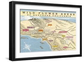 Map of Southern California Wild Flower Areas-null-Framed Art Print