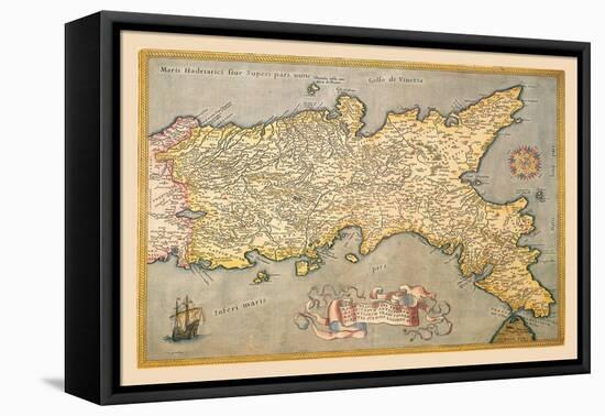 Map of Southern Italy-Abraham Ortelius-Framed Stretched Canvas