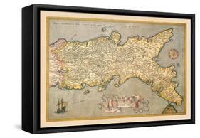 Map of Southern Italy-Abraham Ortelius-Framed Stretched Canvas