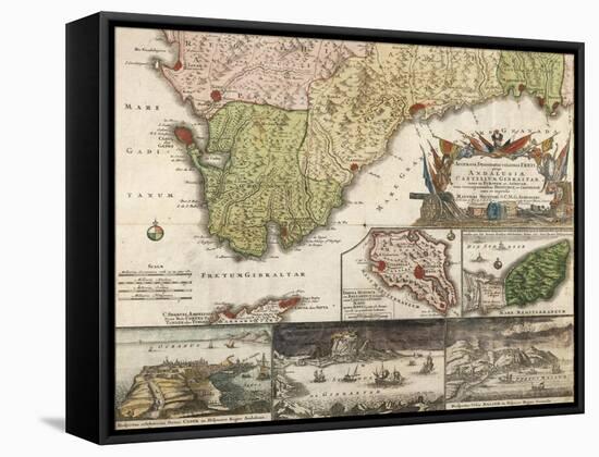 Map of Southern Spain and Andalusia-null-Framed Stretched Canvas