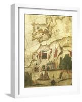Map of Spain and Morocco Coast, by Diego Homen, from Portolan Chart, 1557-null-Framed Giclee Print