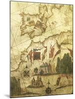 Map of Spain and Morocco Coast, by Diego Homen, from Portolan Chart, 1557-null-Mounted Giclee Print